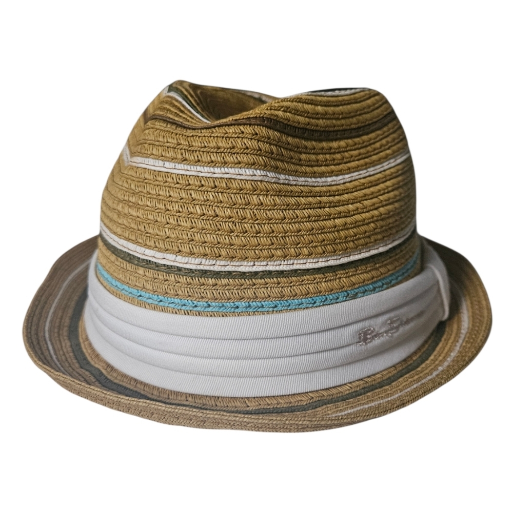 BEN SHERMAN Tan Straw Striped Band Trilby Fedora | SZ S/M - Picture 6 of 8